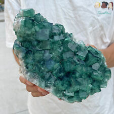 6.3lb NATURAL Green Cube FLUORITE Quartz Crystal Cluster Mineral Specimen picture