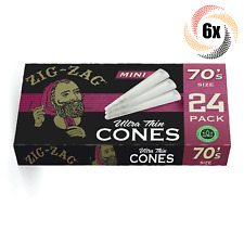 6x Packs Zig Zag Ultra Thin Cones | Mini 70's | 24 Cones Each | + 2 Free Tubes picture