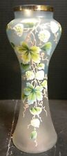 Antique Bristol Hand Painted Grapes & Vines Tapered Vase 12.5