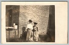 Osceola Iowa~Pretty Young Laughing Ladies~Merry Widow Hats~Bricks~1908 RPPC picture