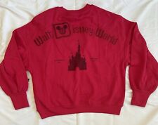 Walt Disney World Sweater Womens MEDIUM Red Mickey Mouse Embroidered Castle NEW picture