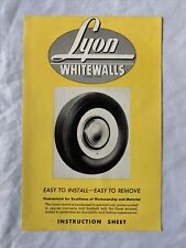 Vintage LYON WHITEWALL Tires Instruction Sheet Brochure Advertisement picture