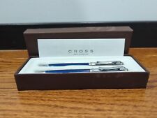 Cross Athens (ATO261-2) Ink Pen & Pencil Set Silver Metal Blue Body picture