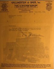 1941 Letter Kallmerten & Baer Coal And Builders Supplies Mansfield OH Full Logo picture