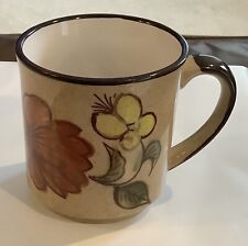 Vtg 70's MCM Coffee Mug Speckled Stoneware Flower Cup Japan Multicolor Retro picture