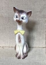 Rare Vintage Royal Sealy Long Neck Brown And White Cat Figurine AS IS READ picture