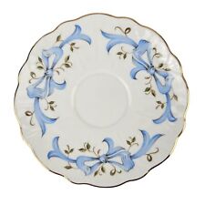 Vintage Aynsley December Rose Saucer  Blue Ribbons and Vines Bone China England picture