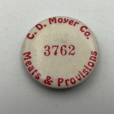 Vintage C.D. Moyer Co. Meats & Provision Employee ID Badge Button Pin Pinback M9 picture