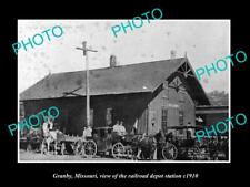 OLD LARGE HISTORIC PHOTO OF GRANBY MISSOURI THE RAILROAD DEPOT STATION c1910 picture