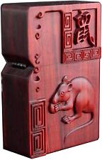Natural Rosewood Carved Zodiac Mice Lighter Box For Zippo Insert Kit(Case Only picture