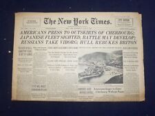 1944 JUNE 21 NEW YORK TIMES - AMERICANS PRESS TO OUTSKIRTS OF CHERBOURG- NP 6573 picture