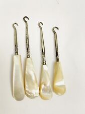 FABULOUS ANTIQUE MOTHER OF PEARL MANICURE VANITY TOOL SET 4 PIECES picture