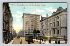 Portland OR-Oregon, Morrison Street Looking East, Antique Vintage Postcard picture