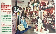 Vintage BRONNER'S 1969 Christmas Xmas Decorations Frankenmuth Michigan Postcard picture