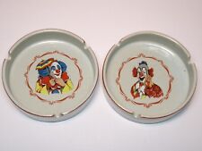 Vintage  1970's/1980's  Ceramic Clown Ashtrays  Set Of 2  Made In Japan picture