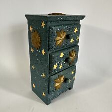 Vintage Celestial Wooden Trinket Drawers Blue Gold Stars Sun Mini Size Retro picture
