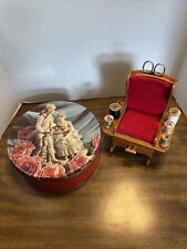 Vintage Rocking Chair Pin Cushion With Sewing Box Tin picture
