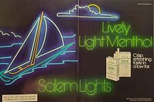 Vintage Print Ad 1980 Salem Lights Cigarettes Menthol Neon Sailboat **See Descr* picture
