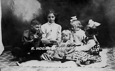 C. 1900's SIBLINGS TEACHING LITTLE SISTER TO READ & COUNT 8X10 PRINT PHOTO F343 picture