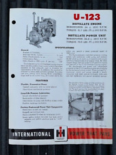 Vintage Original Rare IH International Harvester U-123 Distillate Engine Flyer picture