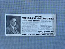 vote for William  Goldstein Republican 1935 lower taxes gas prices advertisement picture