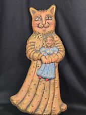 Signed/Dated 1995 Barbara Sexton Dressed Smiling Cat Holding Girl Dolly, Mint picture