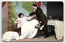 1908 GAGE OK ROMANTIC COUPLE MAN MAKING ADVANCES ART DECO ERA POSTCARD P3700 picture