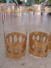 MID CENTURY  MCM CULVER ANTIGUA HIGHBALL GLASSES 22KT GOLD ACCENTS  picture