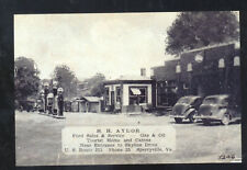 SPERRYVILLE VIRGINIA AYLOR SERVICE GAS STATION ADVERTISING POSTCARD COPY CARS picture