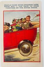 Vintage Hugging in Car Comic Postcard People Think We're Spooning Here 1932 picture