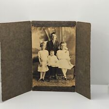Vintage Antique B&W 1900s Cardstock Photograph Family Kids Baby Portrait Ghost? picture