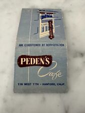Peden's Cafe Home Made Pastries Hanford CA Full Unstruck Feature Matchbook picture