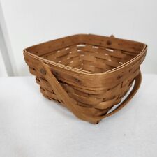 Longaberger 1987 Primitive Dark Stained Large Berry Basket Swing Handle COUNTRY picture