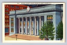 Wilson NC-North Carolina, Wilson County Court House at Night, Vintage Postcard picture