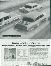 1956 Purolator Oil Vintage Print Ad NASCAR Race Cars Joe Weatherly Driver SP1 picture