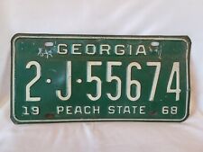 Vintage 1968 Georgia Peach State 2 J 55674 License Plate 0224 picture