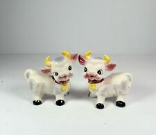 Vintage Purple Cow Salt and Pepper Shakers Yellow Cowbell W Stoppers picture