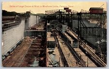 Postcard Series Of Large Cranes At Work In Miraflores Locks, Panama Canal picture