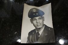 Vintage Black & White Print US Military Soldier Posing In Uniform picture