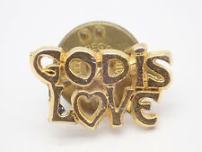God Is Love Heart Gold Tone Vintage Lapel Pin picture