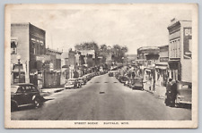 Street Scene Buffalo Wyoming Cars Theater Shops Albertype 1938 Postcard - Posted picture