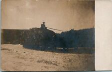 ANTIQUE RPPC POSTCARD  MOSINEE WI  LUMBERJACK HAULING LUMBER  HORSE CART  1908 picture