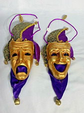 Katherine’s Collection Wayne Kleski label Happy Sad mask ornament s Mardi Gras picture