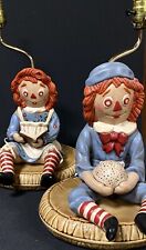 Vintage Hand Painted Set Of 2 Holland Mold Raggedy Ann Andy Lamps   picture