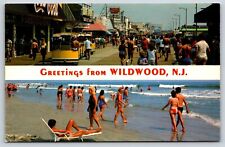 NJ Greetings from Wildwood, Multiview, Beach Scene, Boardwalk, Chrome Unposted picture
