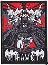 DC Comics Batman Figure Over Gotham City Name & Bat Logos Embroidered Patch, NEW picture