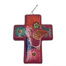Mexican Hand Painted Glazed Clay Cross picture