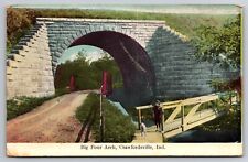 Big Four Arch Crawfordsville Indiana IN Bridge c1910 Postcard picture