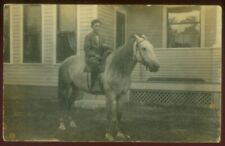 RPPC BOY ASTRIDE A PONY HORSE ALEDO IL VINTAGE REAL PHOTO POSTCARD  1911 100420  picture