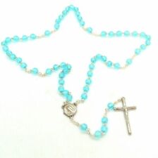 Fatima Blue Italian Rosary Beads - Made in Italy - Stamped Italy picture